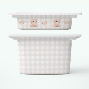 Misie + kratka brązowa - komplet naklejek na pojemniki