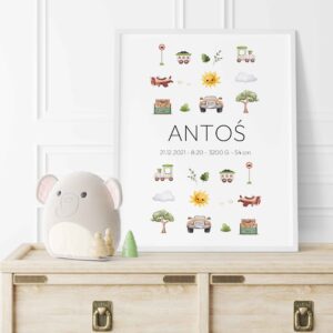 Pociągi - personalizowana metryczka