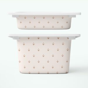 Beżowy minimal w serca - naklejki na pojemniki