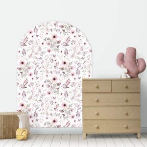 Naklejka na ścianę półokrągła - łuk w różowe drobne kwiaty