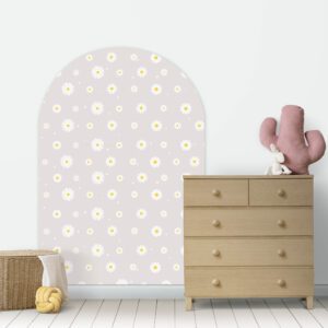 Naklejka na ścianę półokrągła - stokrotkowy łuk