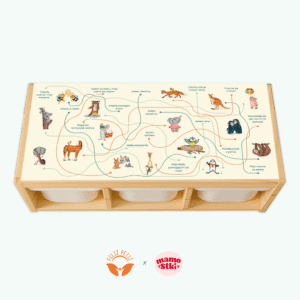 Naklejka na blat regału z łamigłówką - Feliz Petiz x Mamostki