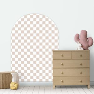 Naklejka na ścianę półokrągła - beżowa duża kratka cyrkowcy