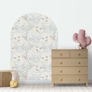 Naklejka na ścianę półokrągła - wzory florystyczne