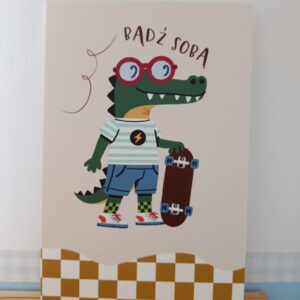 Krokodyl z deską skater "Bądź sobą" - tabliczka
