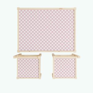 Różowa skośna kratka - naklejki na stolik i krzesełka