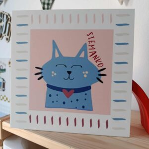 Kotek z napisem "siemanko" - tabliczka