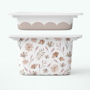 Brązowe, akwarelowe kwiaty - naklejki na pojemniki FRONTY