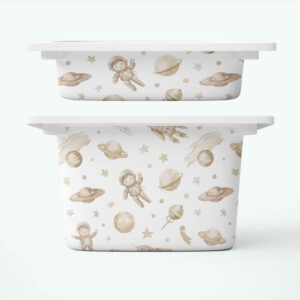 Beżowy kosmos - naklejki na pojemniki FRONTY