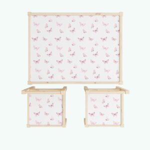 Różowe motyle - naklejki na stolik i krzesełka