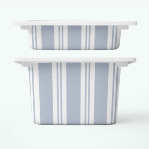 Błękitne paseczki - naklejki na pojemniki FRONTY