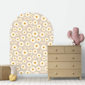Naklejka na ścianę półokrągła łuk - duże stokrotki