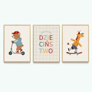 Niech trwa dzieciństwo - beż - zestaw trzech plakatów