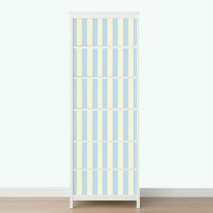 Błękitne i masełkowe paski - naklejka na plecy regału