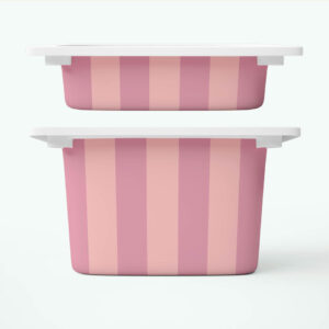 Różowo-morelowe paski - naklejki na pojemniki FRONTY