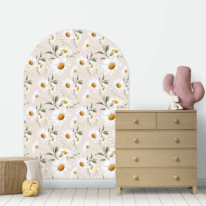 Naklejka na ścianę półokrągła łuk - akwarelowe stokrotki