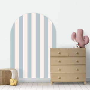 Naklejka na ścianę półokrągła łuk - błękitno-beżowe paski
