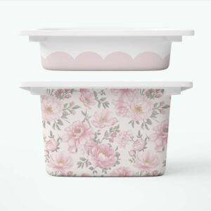 Pastelowe piwonie + falbanka - naklejki na pojemniki FRONTY