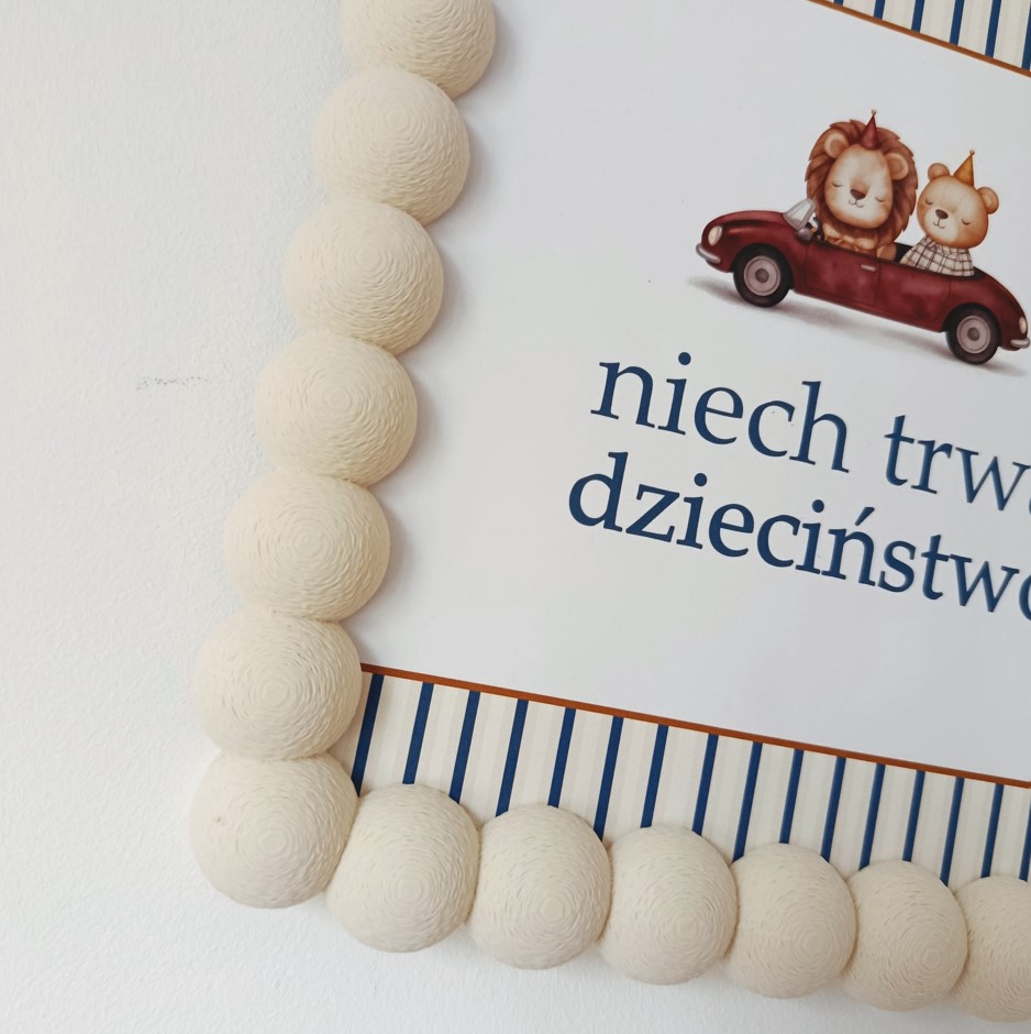 Bąbelkowa ramka 3D - zestaw z plakatami 20x20 cm z misiem i lwem - obrazek 3